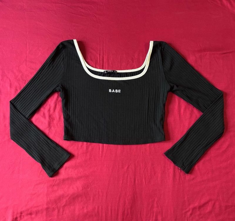 Shein Black Ribbed Top