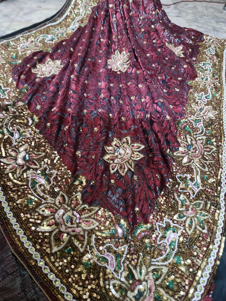 fully sequence work saree and very heavy weight