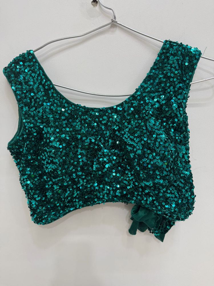 Sparkling Emerald Sequin Blouse