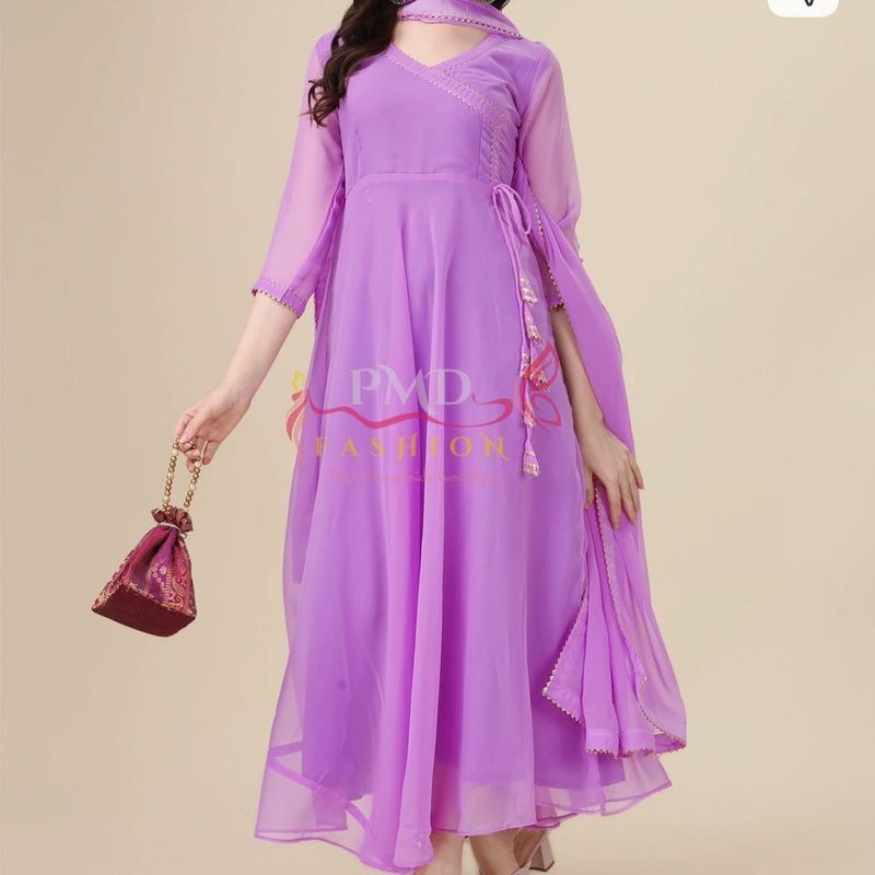 Elegant Purple Anarkali Kurta Set