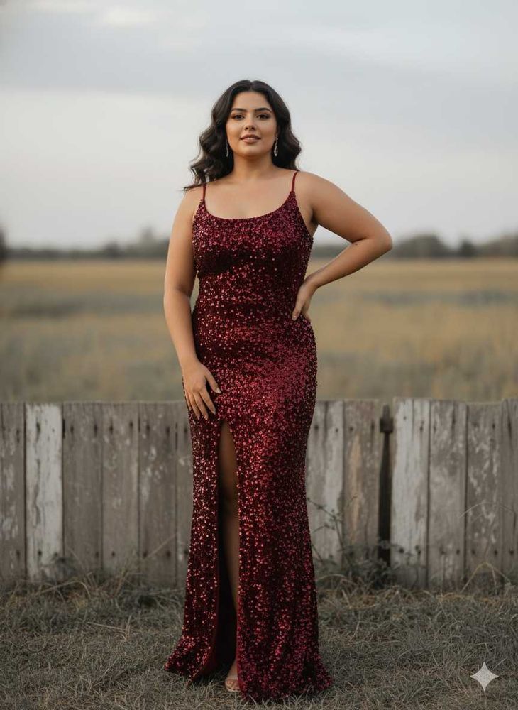 Sequin Slit Gown