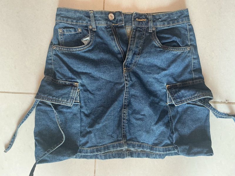 y2k Denim Cargo Mini Skirt
