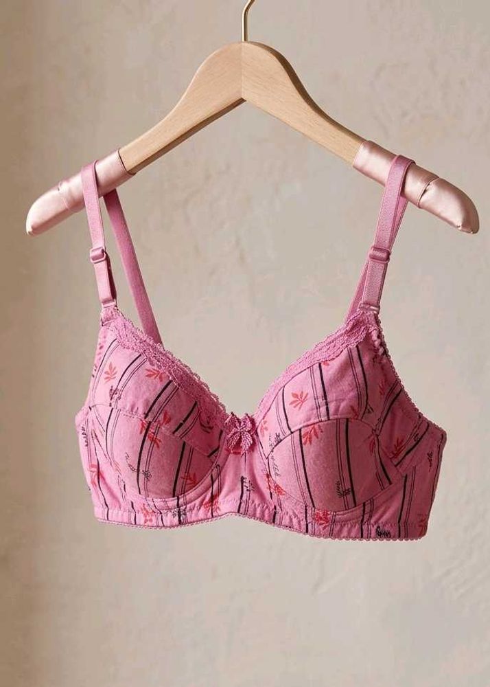 Pink Floral Print Bra