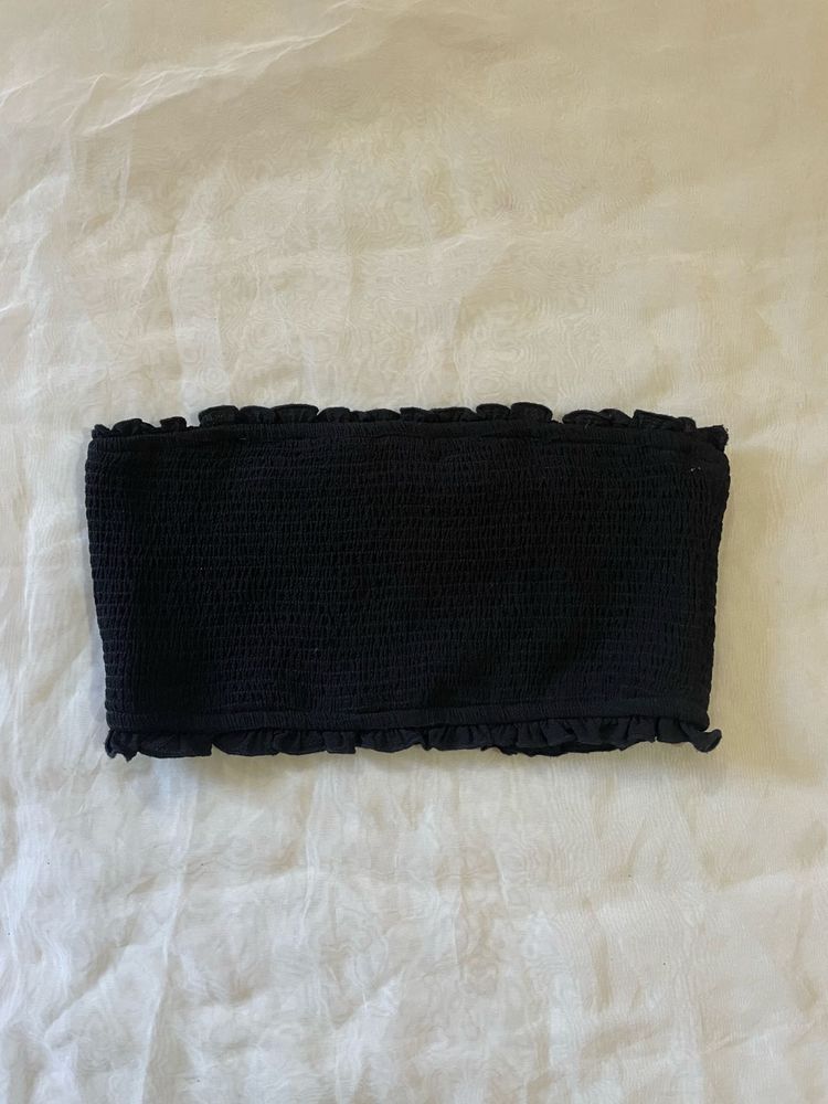 Black Smocked Tube Top