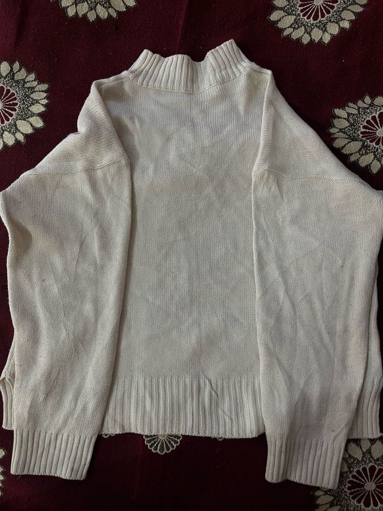 Cream Knitted Turtleneck Sweater