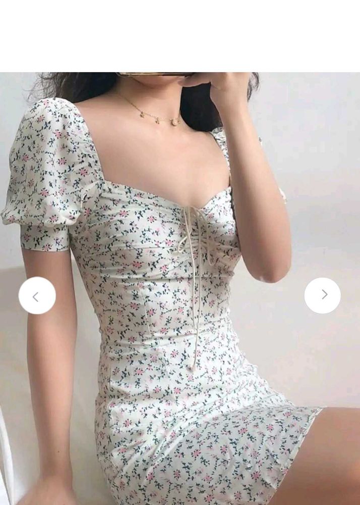 A line floral mini dress