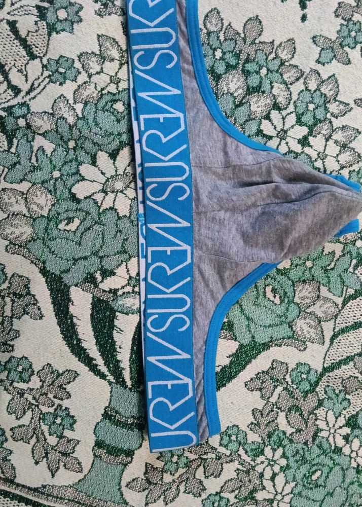 Men's Grey Briefs with Blue Trim