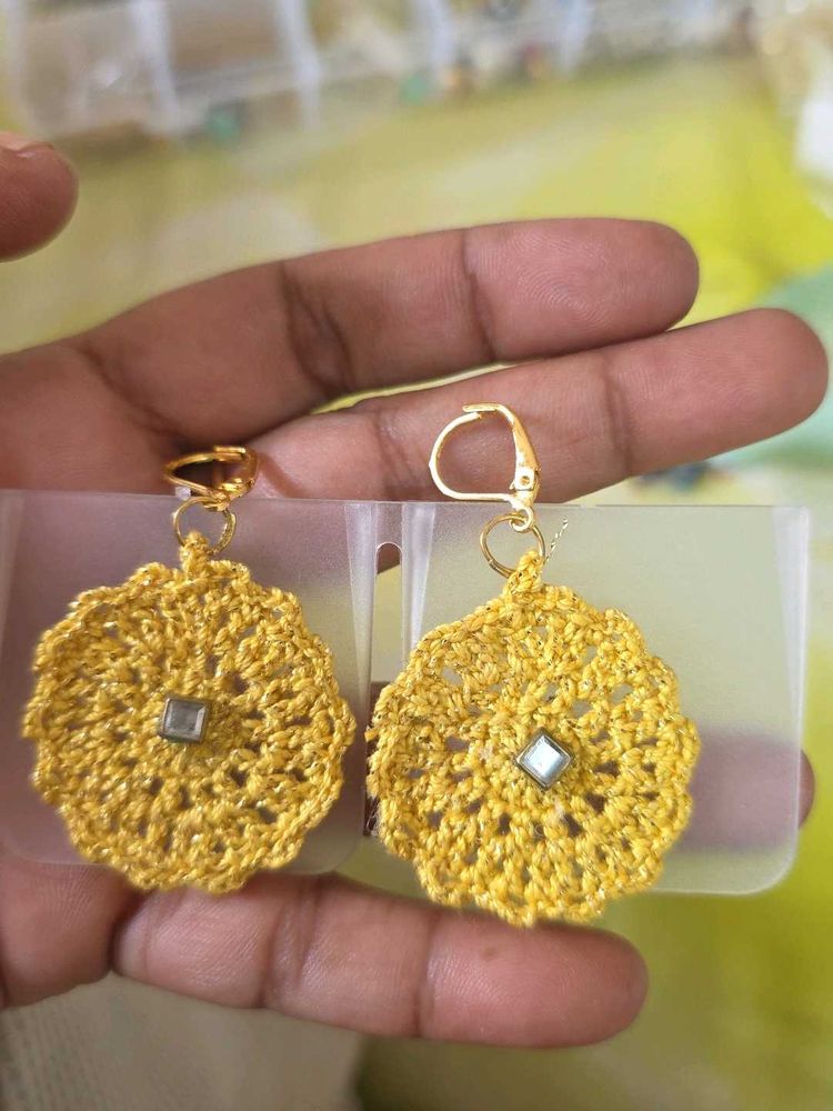 Boho Crochet Flower Earrings