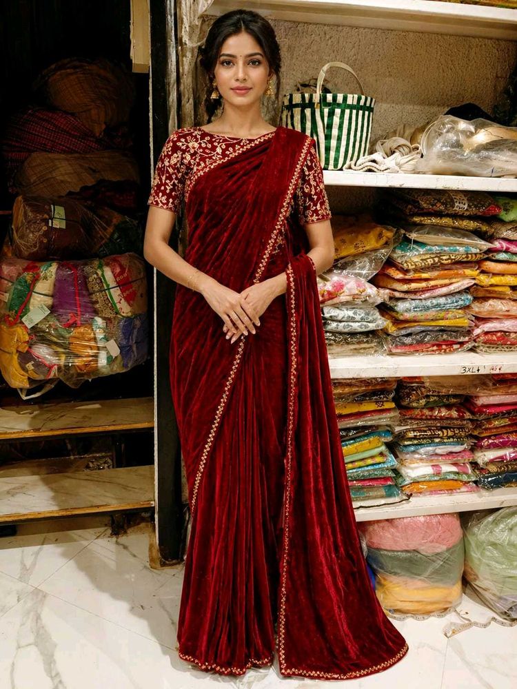 velvet saree