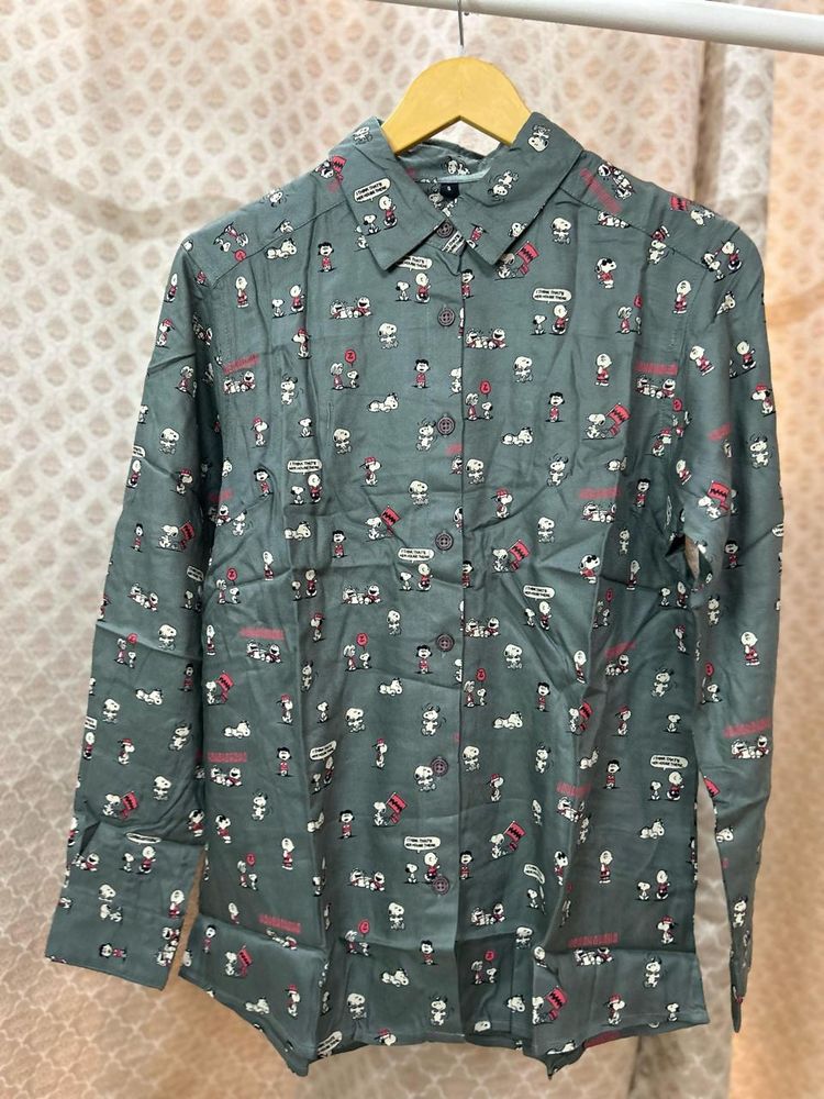 Snoopy All Over Print Button-Up Shirt