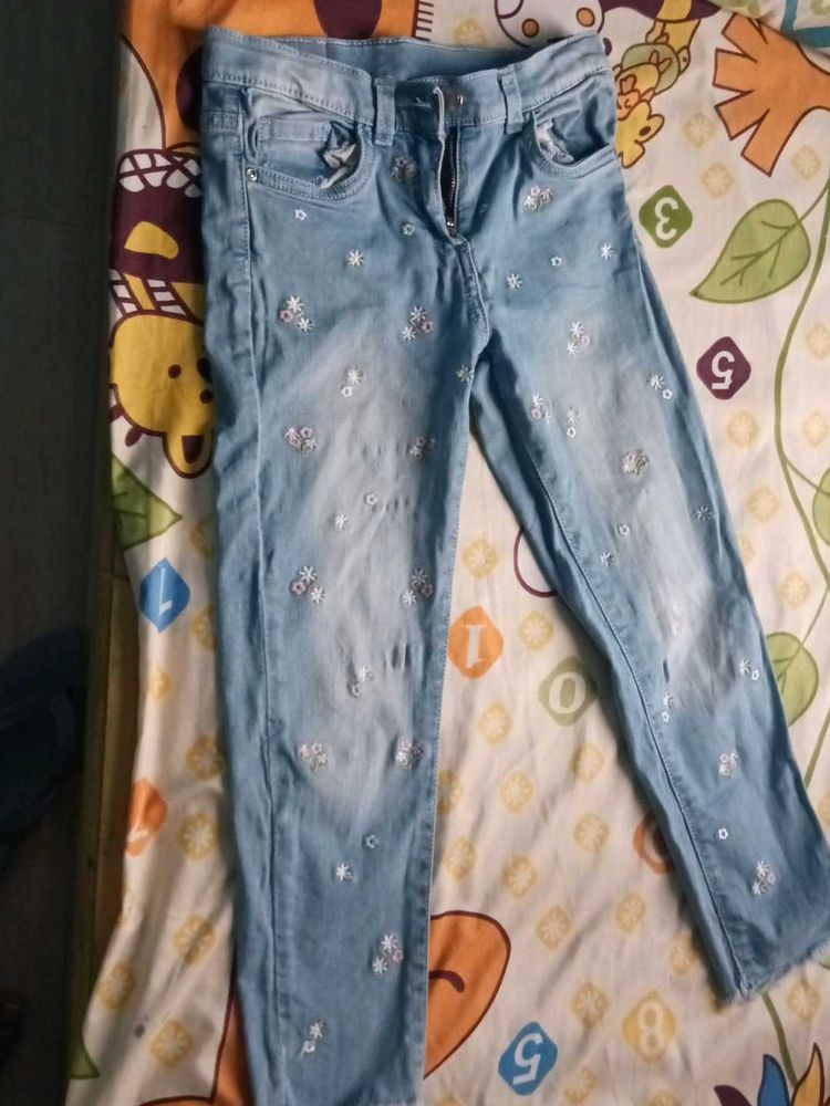 Embroidered Denim Jeans