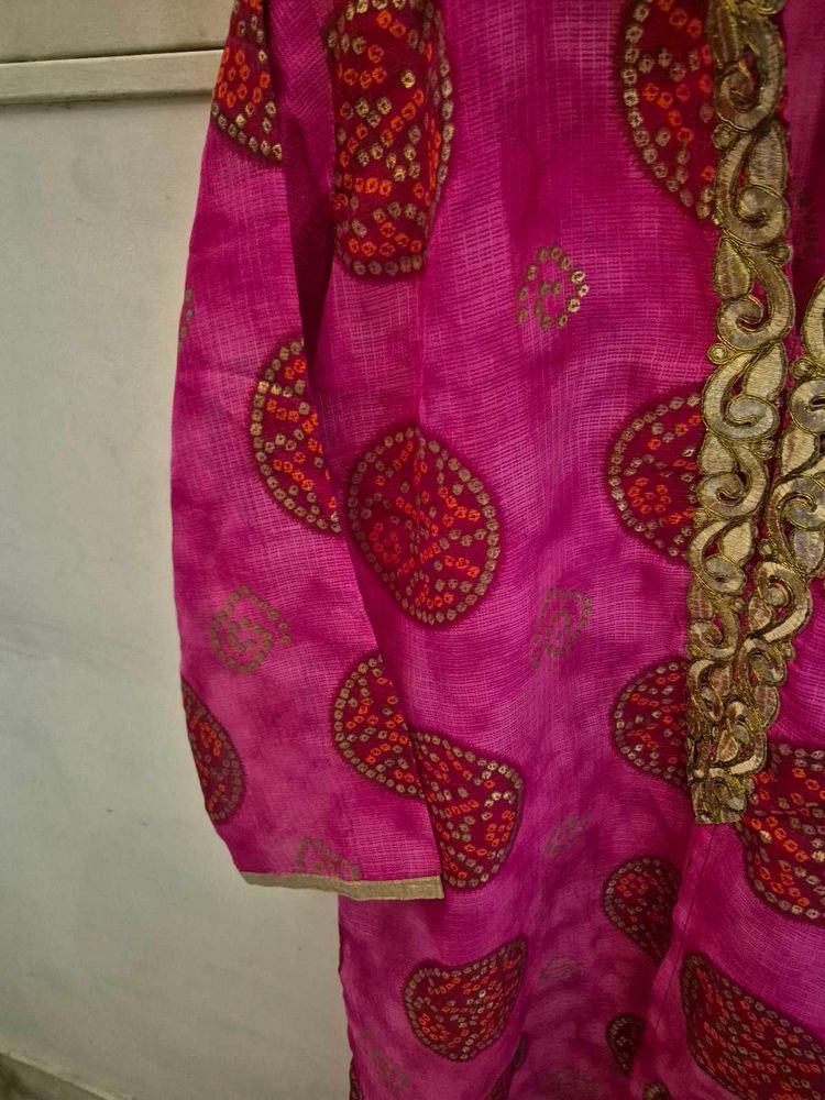 Pink Embroidered Kurta