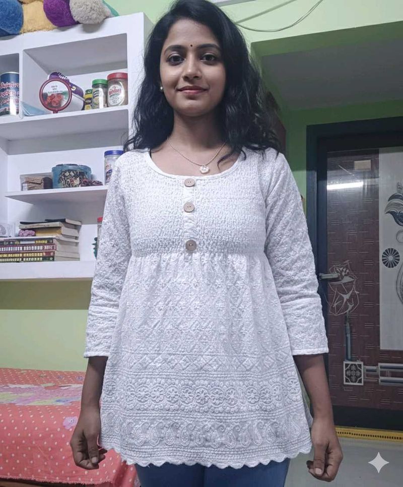 Elegant White Embroidered Tunic Top