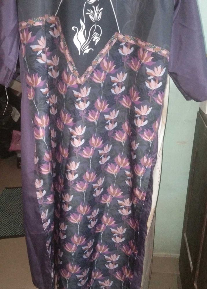 Floral Print Crepe Kurti