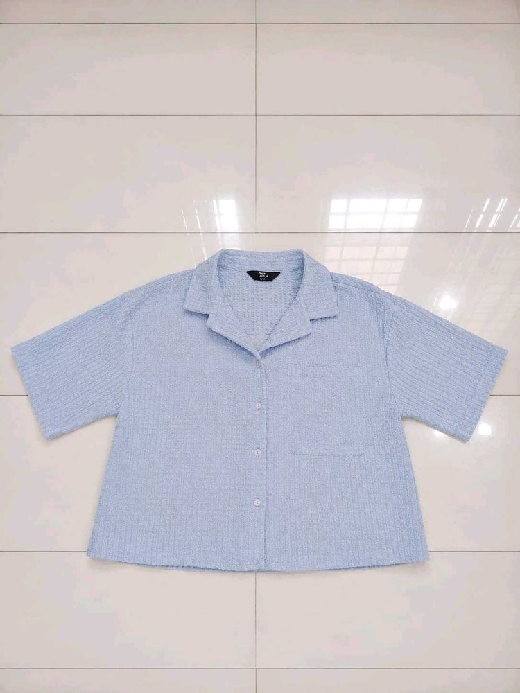 Women Textured Boxy Fit Crop Shirt