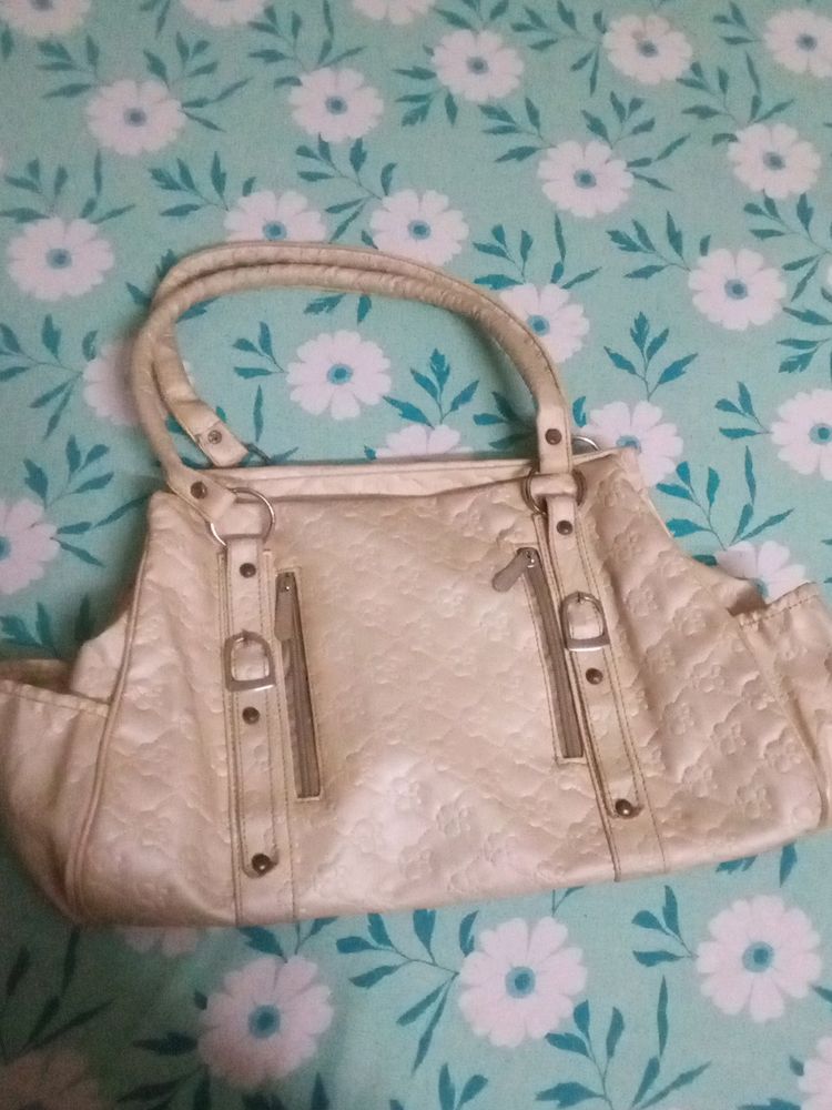 Cream Colour Soft leather handbag