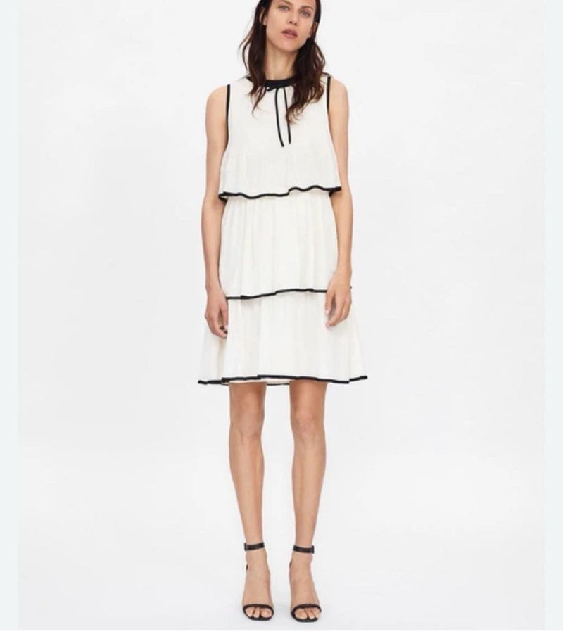 Zara Chic Tiered White Dress