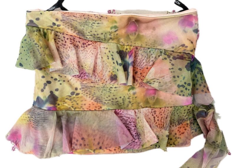 Sheer Ruffle Print Top