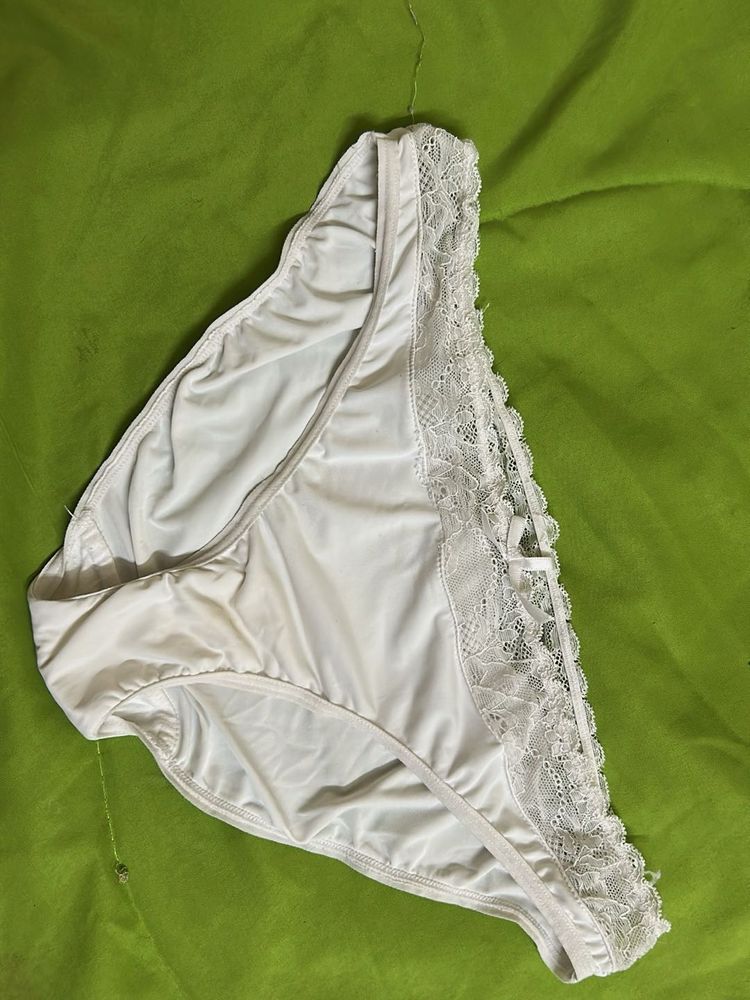 USED Lace Trim White Briefs