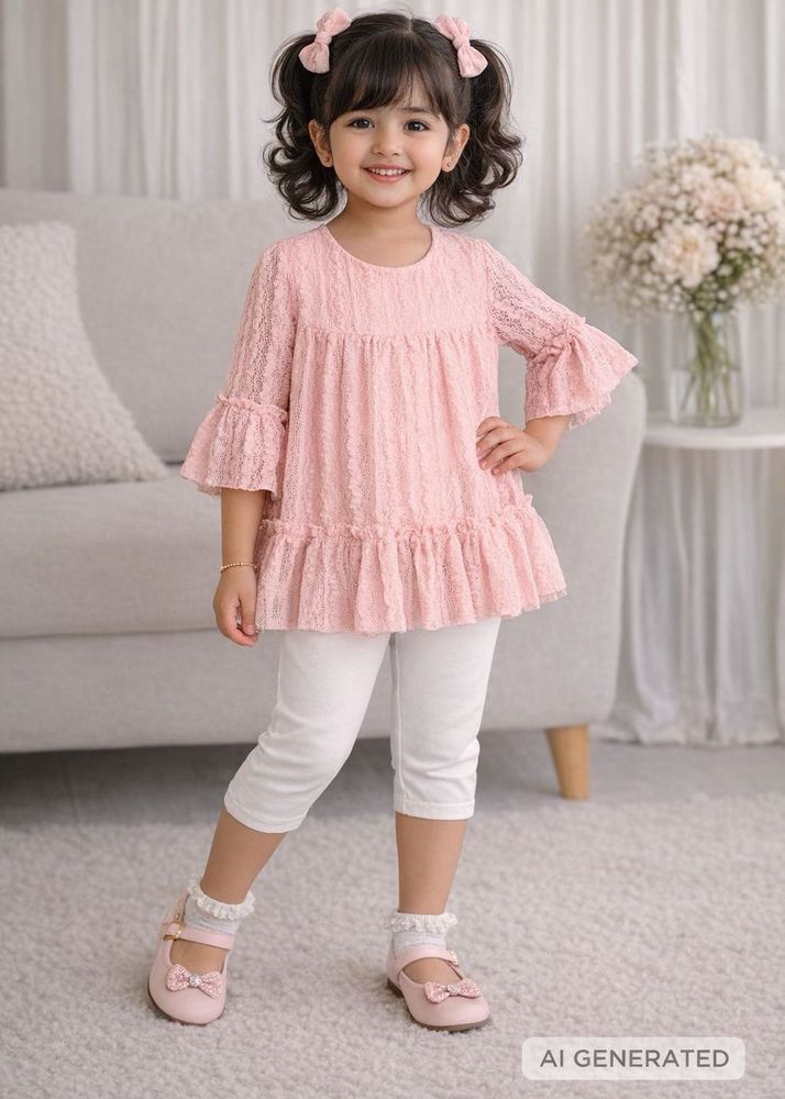 Adorable Pink Lace Tunic Top