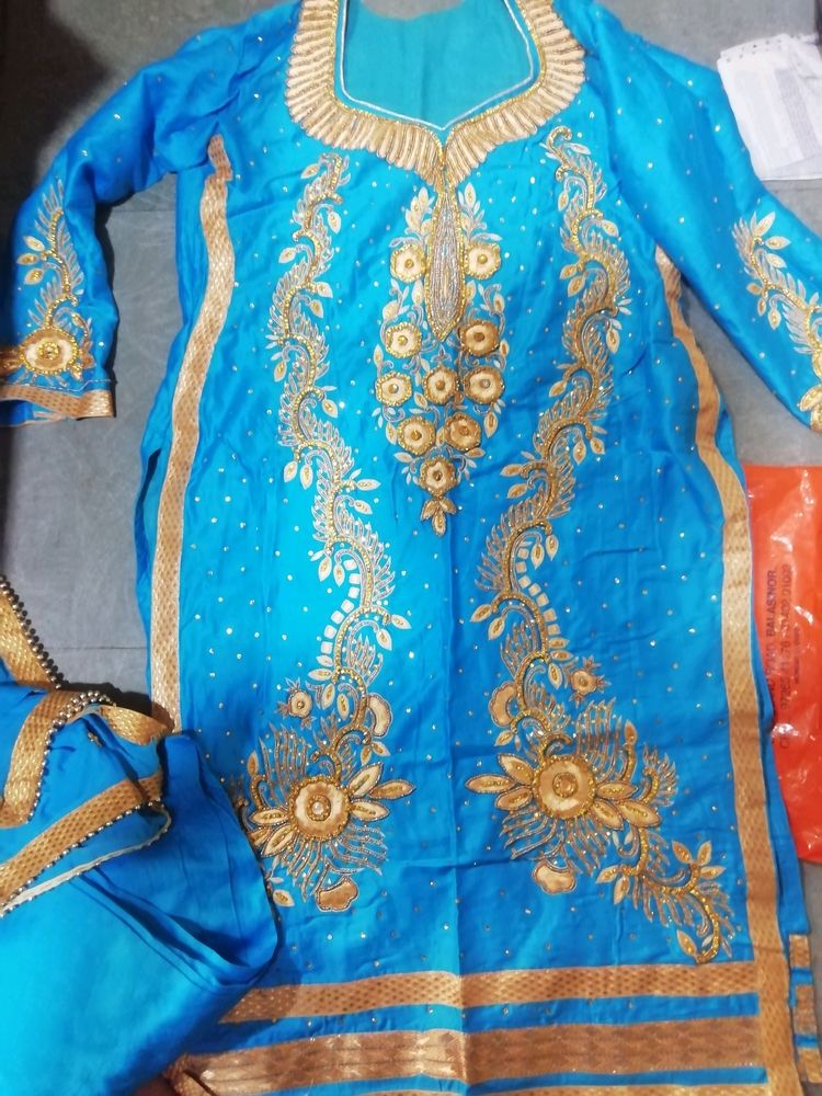 Cotton heavy embroidery and Stone