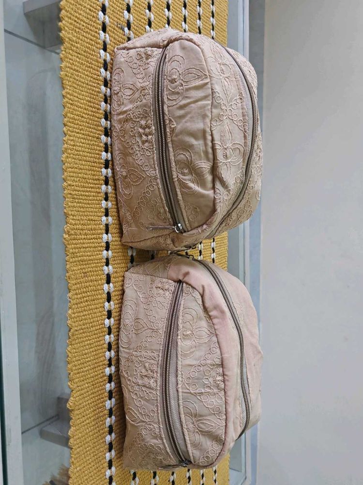 Embroidered Cosmetic Pouch Set