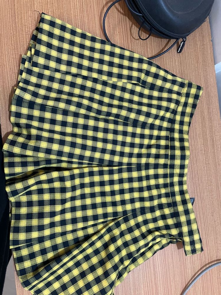 Yellow Plaid Mini Skirt