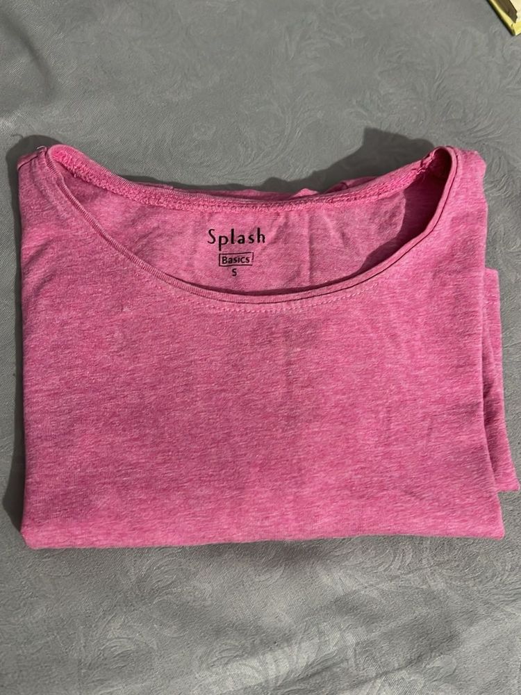 Pink Splash Basics Tee - Size S