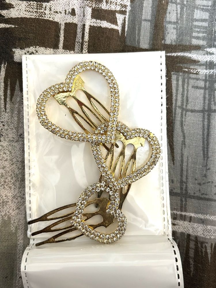 Heart Rhinestone Hair Accessories (3 pcs)