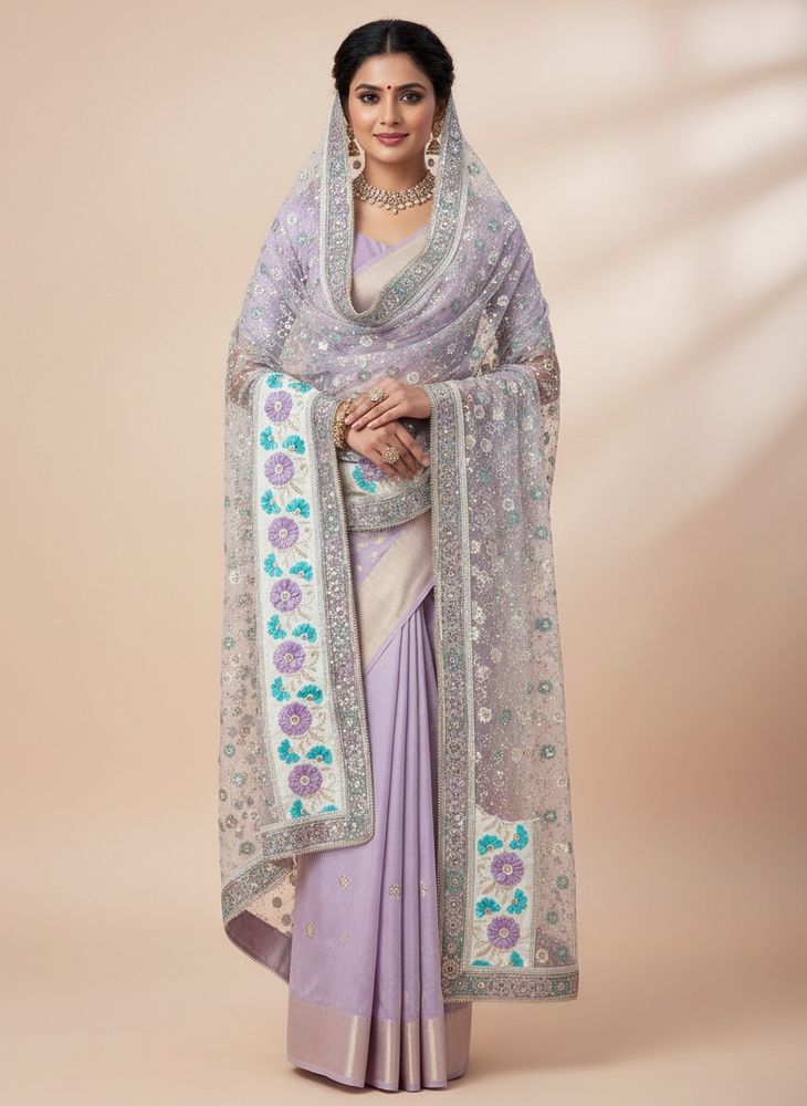 Embroidered Saree with Sequins