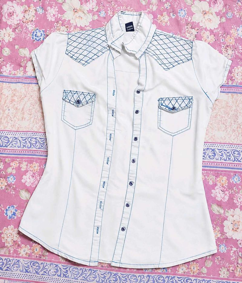 Denim Short Sleeve Top
