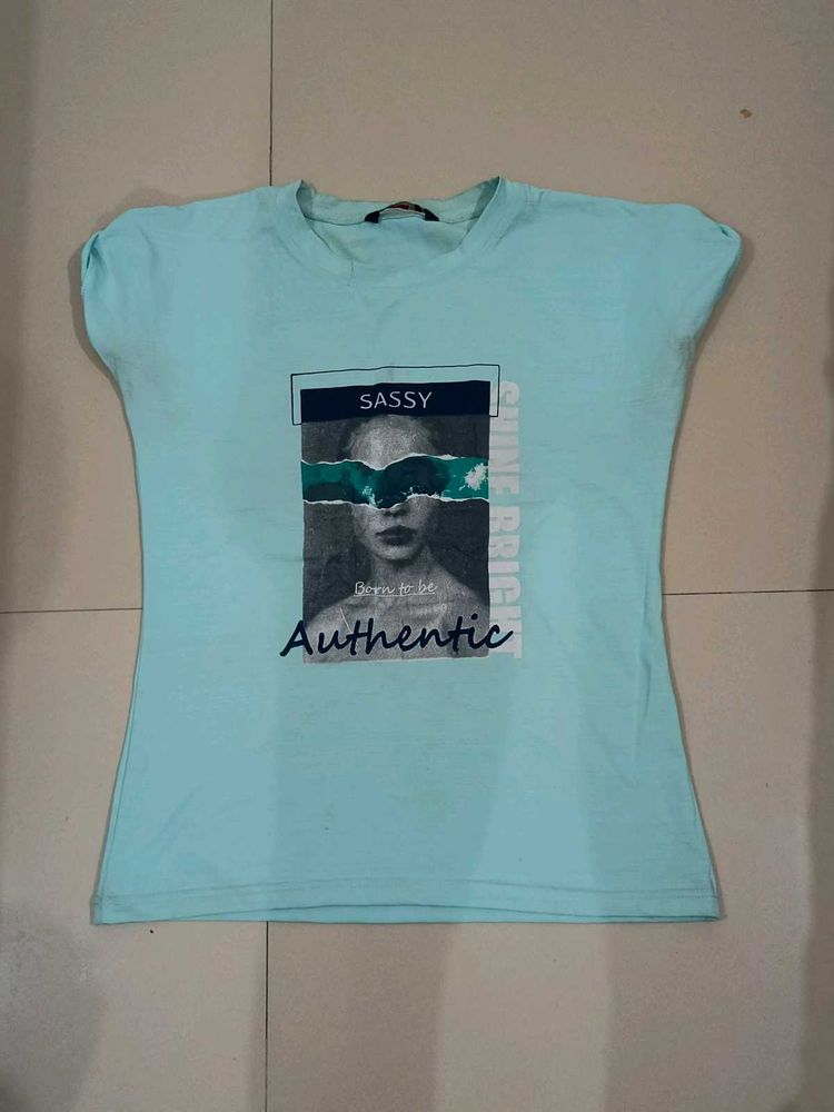 Light Blue "Sassy Authentic" Graphic T-Shirt