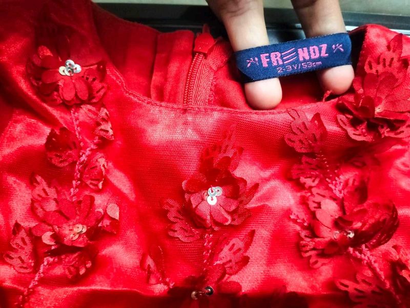Adorable Red Embellished Party Dress