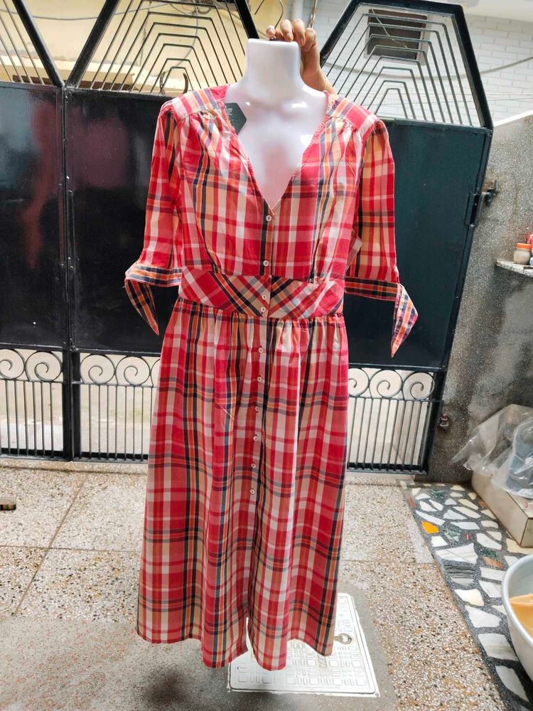 Premium Red &amp; White Checkered  Maxi Dress