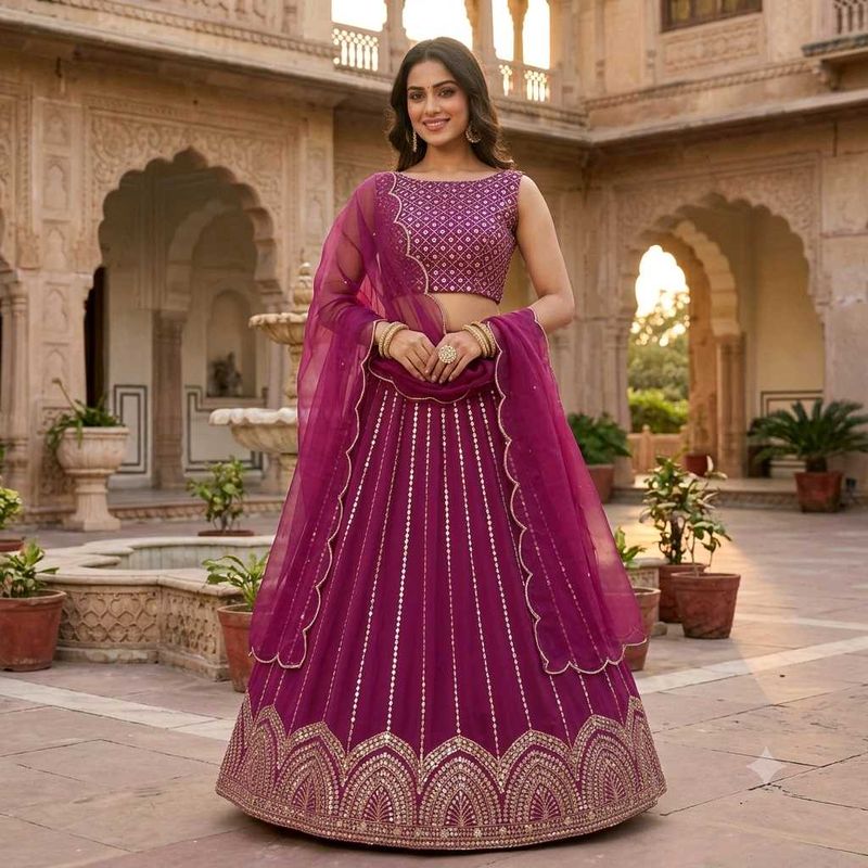 Elegant magenta Siqvenc Lehenga Set