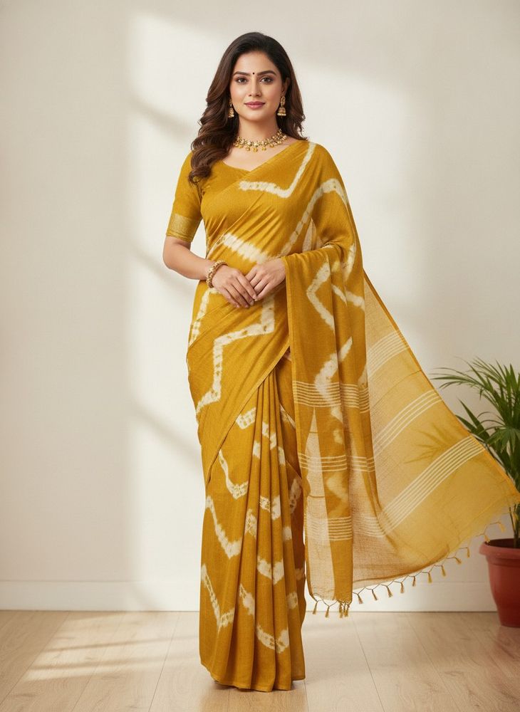 Stylish Mustard Yellow Saree