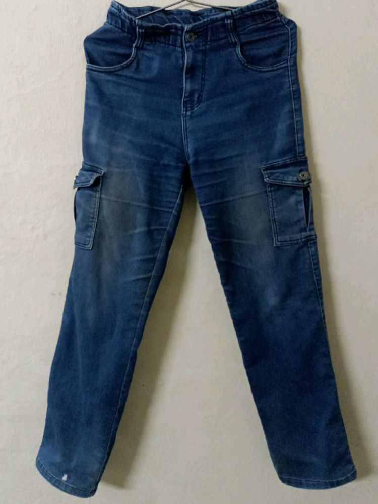 Blue Denim Cargo Jeans