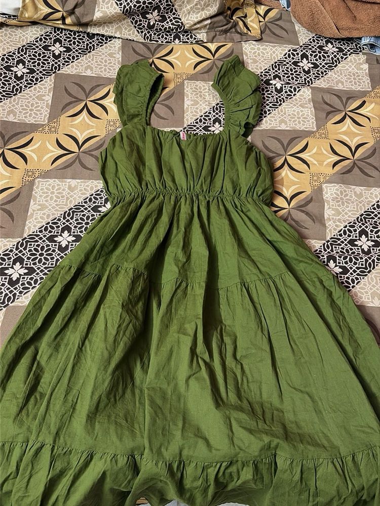 Green Tiered Midi Dress - NeW