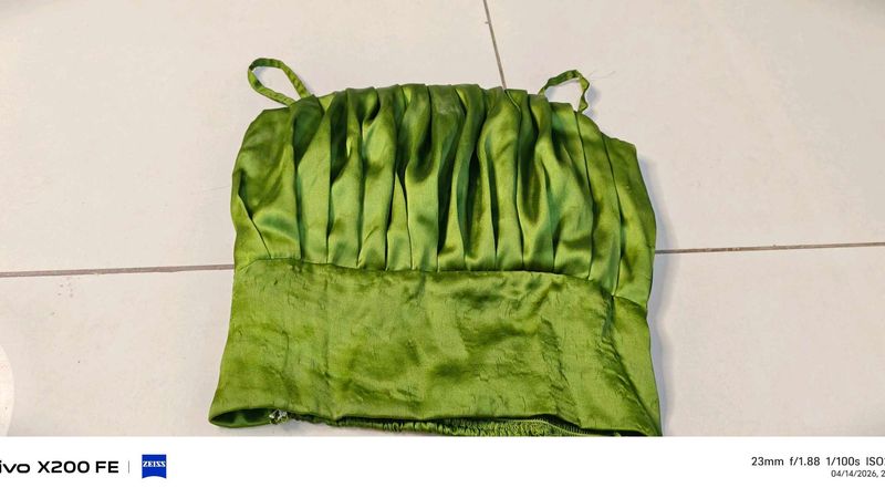 Vibrant Green Ruched Camisole Top