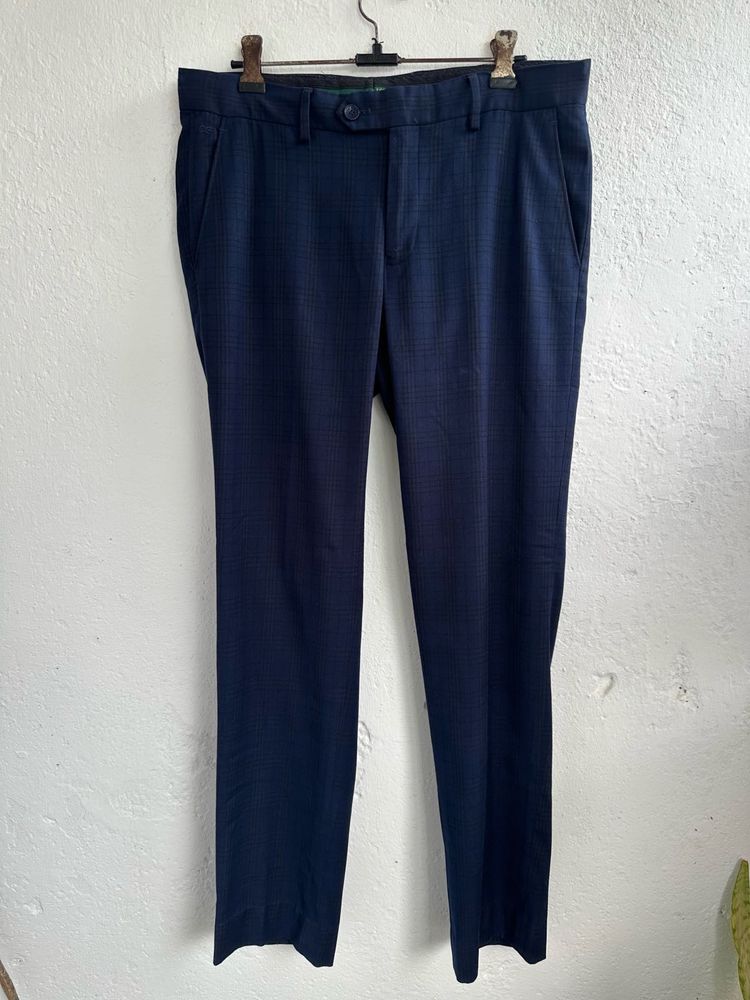 Men's Blue Checkered Dress Pants