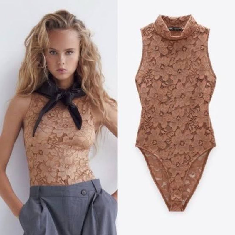 Sheer Lace Sleeveless Bodysuit