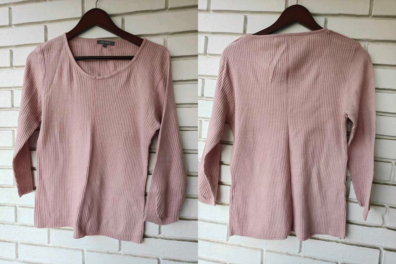 Soft Pink Ribbed Knit Top