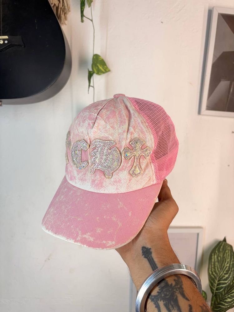 Pink Glitter &amp; Rhinestone Trucker Hat