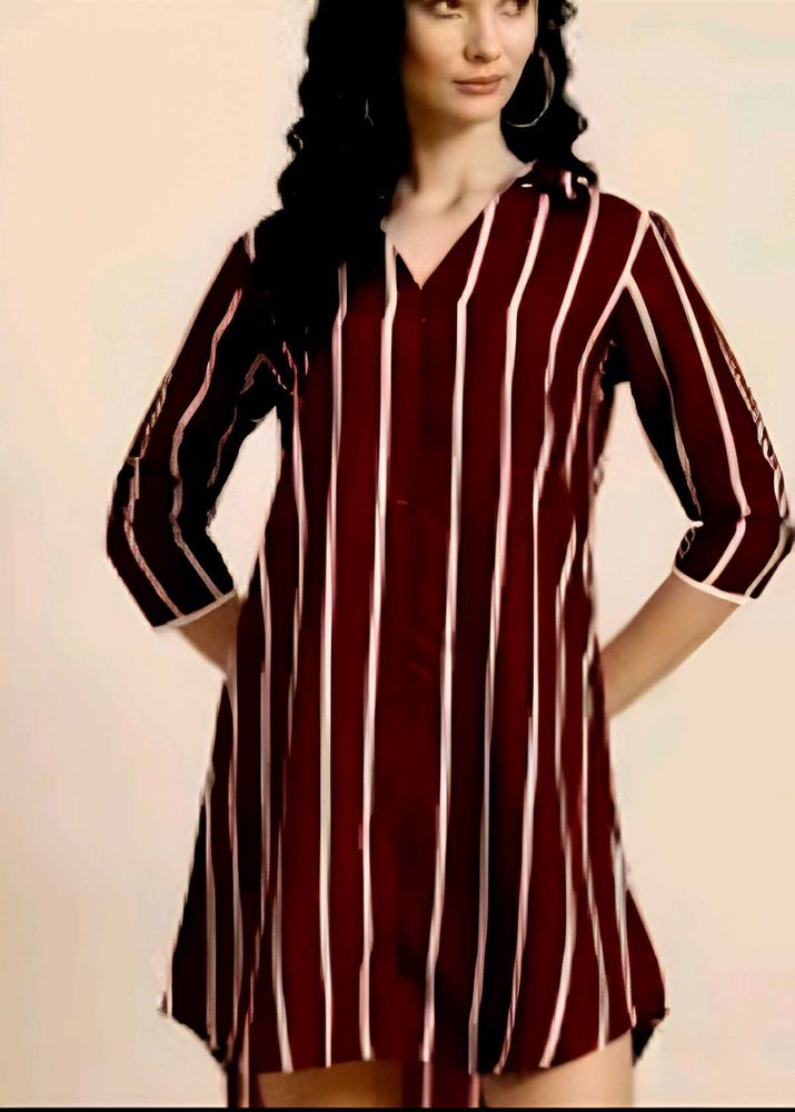 Chic Striped V-Neck Casual Dress