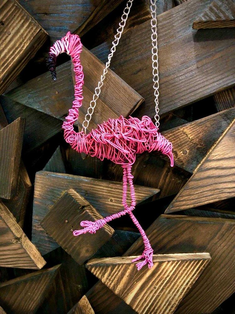 Unique Flamingo wire Figurine handmade