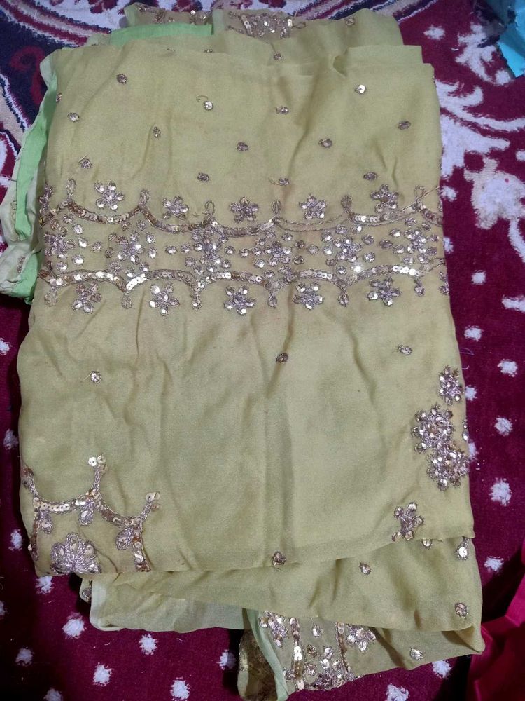 Embroidered Yellow Saree with Sequins