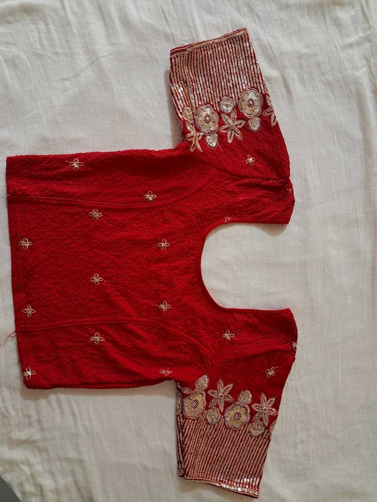 Red Embroidered Blouse