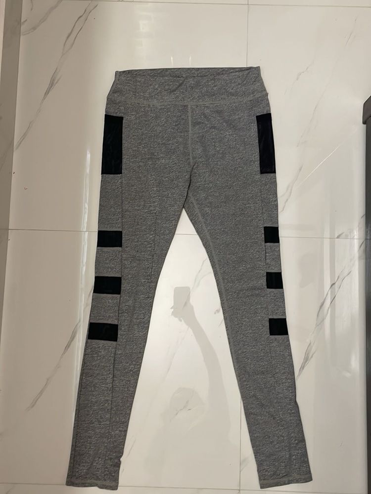 Gray &amp; Black Active Leggings by Styli