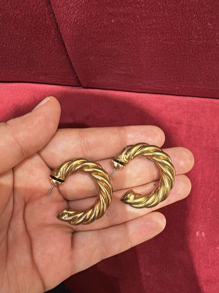 Gold Twisted Hoop Earrings