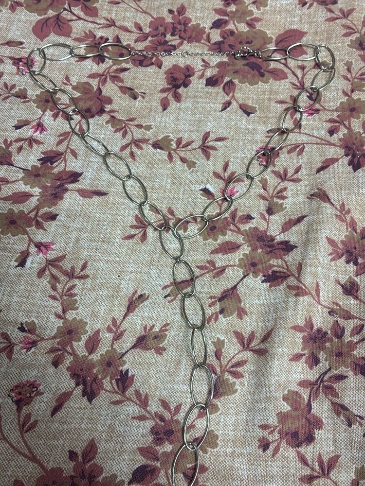 Elegant Silver Tone Y-Shaped Chain Necklace